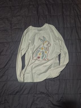 Joe Fresh Cream Long-Sleeve Bunny Floral Top